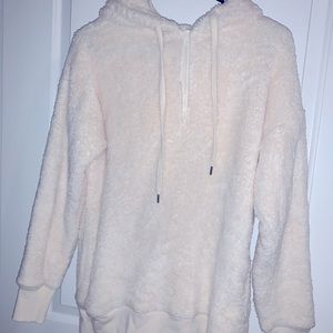 off white faux fur quarter zip